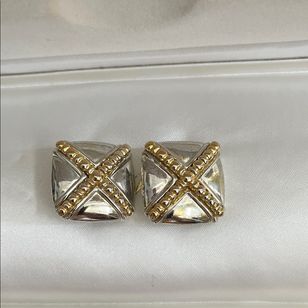 Carlisle Gold and Silver Geometric Earrings Clip on